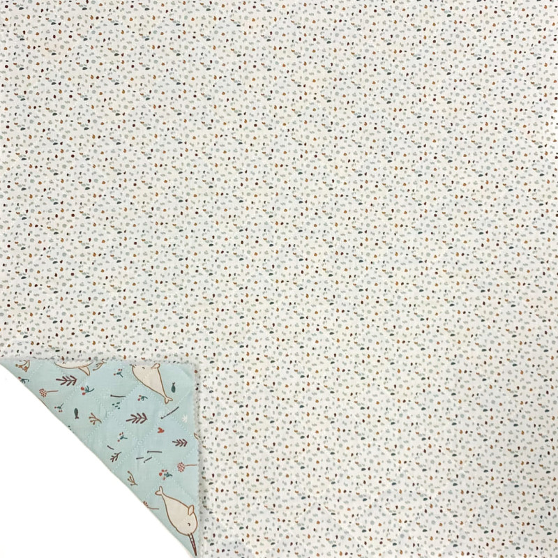 Algodón acolchado estampado WALINA / JIAL Ópalo / Blanco